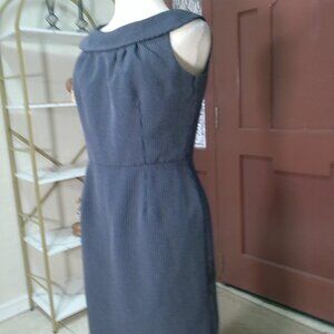 Vintage Karin Stevens Sleeveless Sheath Dress Petites Dark Blue Gray Ribbed 12P